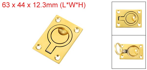 Flush Ring Pull 2.48"x1.73" Square Recessed Door Pull with Screws Brass gallery