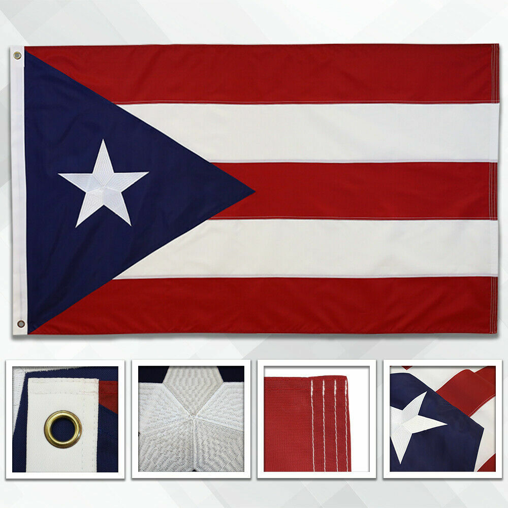 TRADEWINDS Everstrong Embroidered Puerto Rico Flag Puerto Rican PR Banner 3x5 Ft gallery