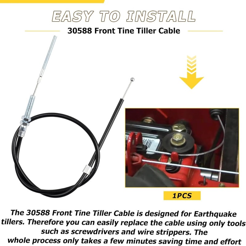 30588 Front Tine Tiller Control Cable, Drive Cable with Ferrule Fit for Earthqua gallery