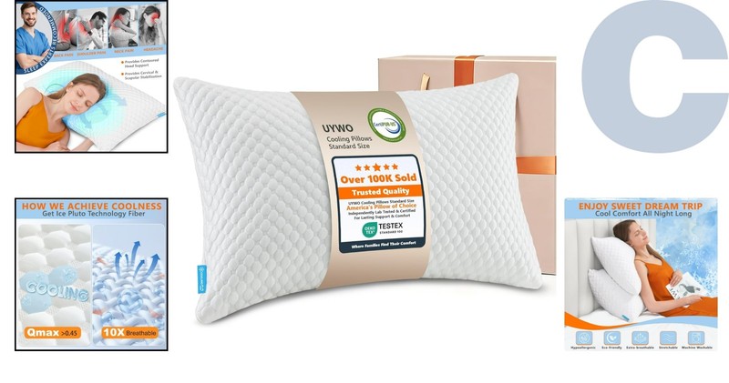 Extra Firm Cooling Memory Foam Pillow - Perfect for Side & Back Sleepers gallery