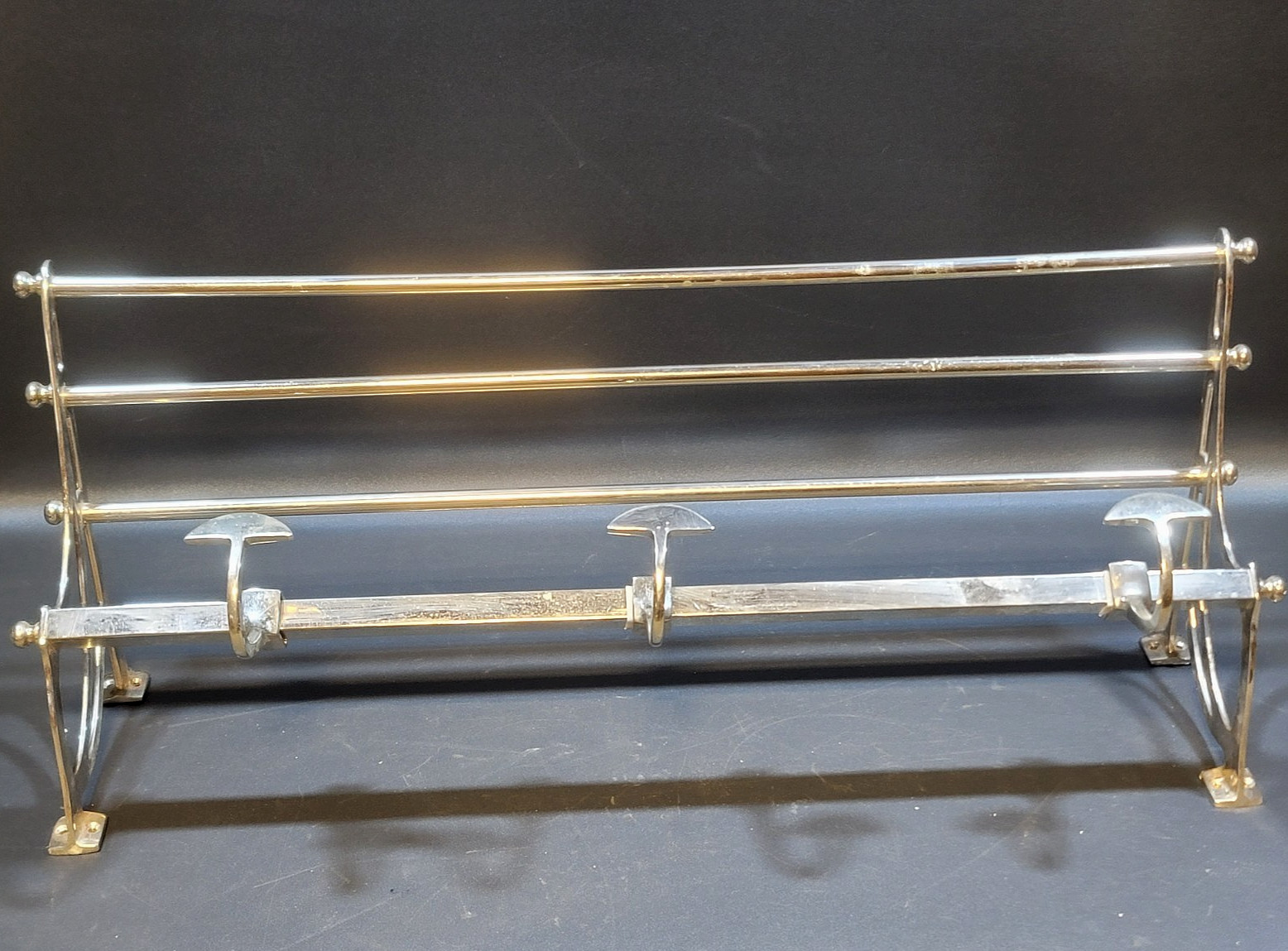 3 Bar Towel Holder Rack Silver w Adjustable Hooks 29.5" x 12" gallery