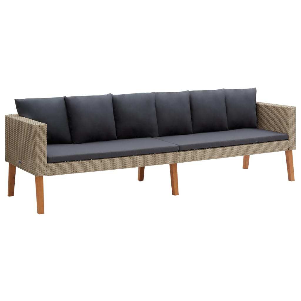 Patio Sofa Couch Outdoor Deck Wicker Furniture with Cushions PE Rattan vidaXL gallery