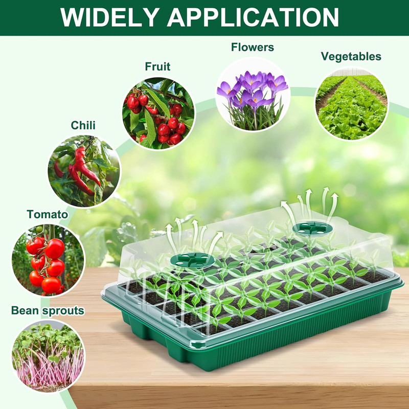 5 Pack Seed Starter Tray Seed Starter Kit (200 Cells Total Tray) with Adjustable gallery
