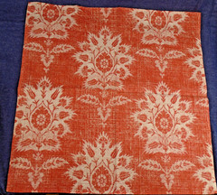 1 Pottery Barn Brick Red Rust Medallion Linen Cotton Blend Fabric Napkin 20″ New