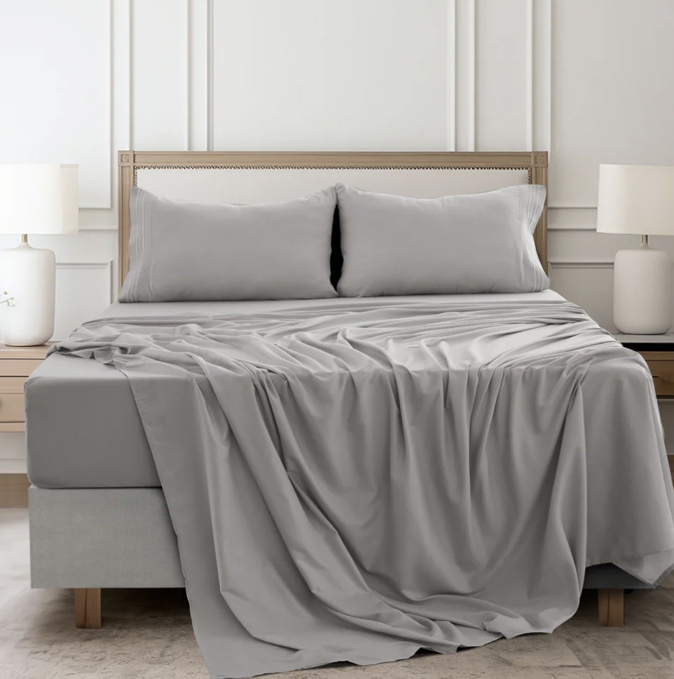 Lux Decor Collection 1800 Series Premium 4 piece KING Grey Sheet Set Ultra Soft gallery