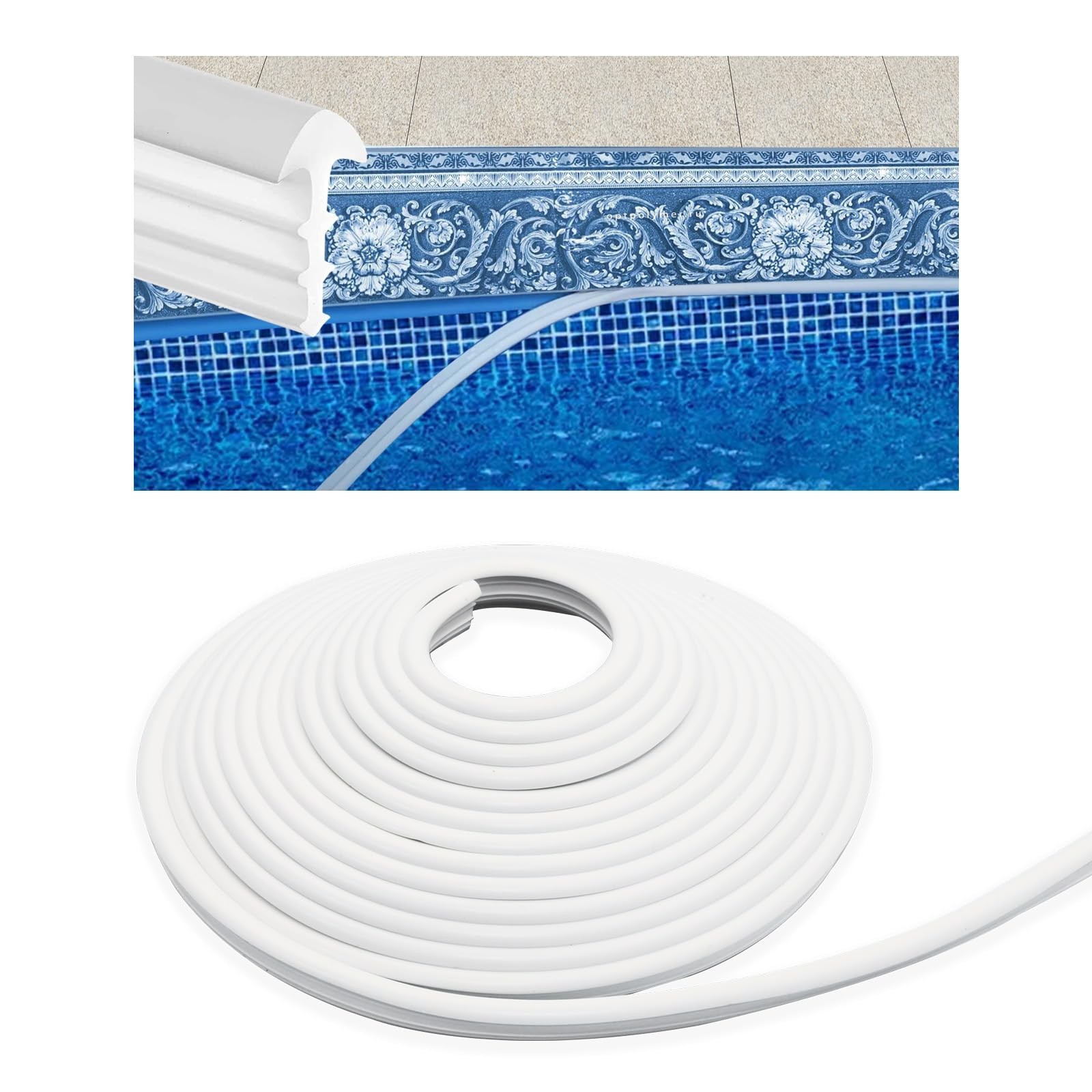 120 FT Swimming Pool Beaded Liner Lock Fits AboveGround InGround White gallery
