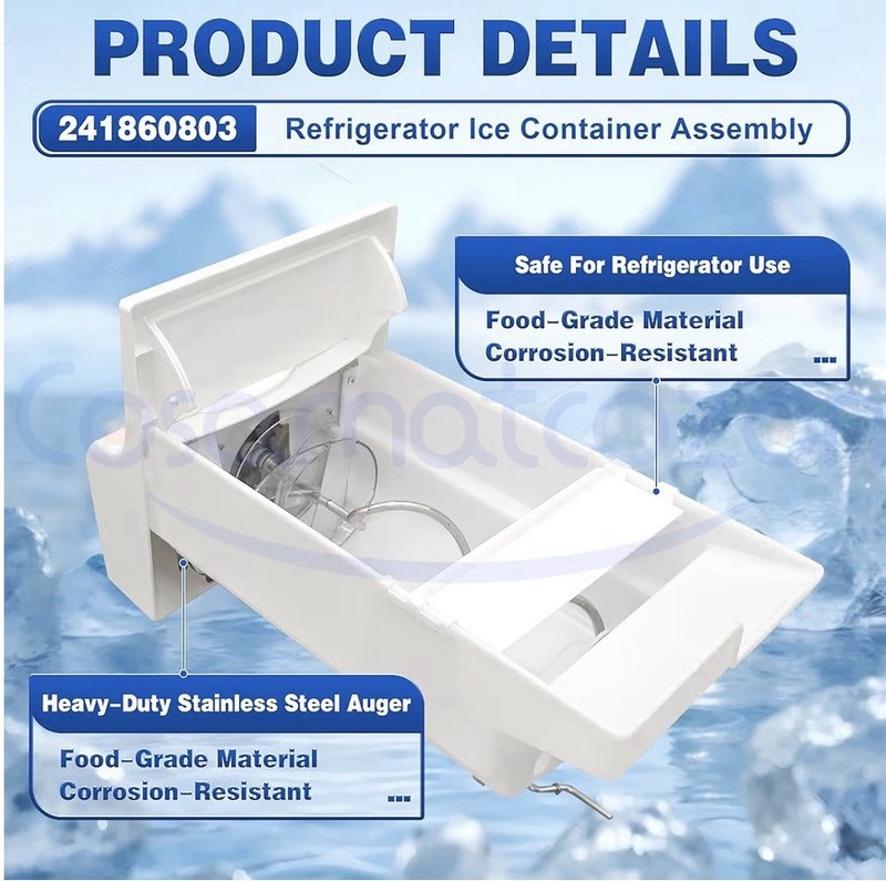 241860803 Ice Container Assembly Ice Bin for Frigidaire Kenmore w/ SS Auger gallery