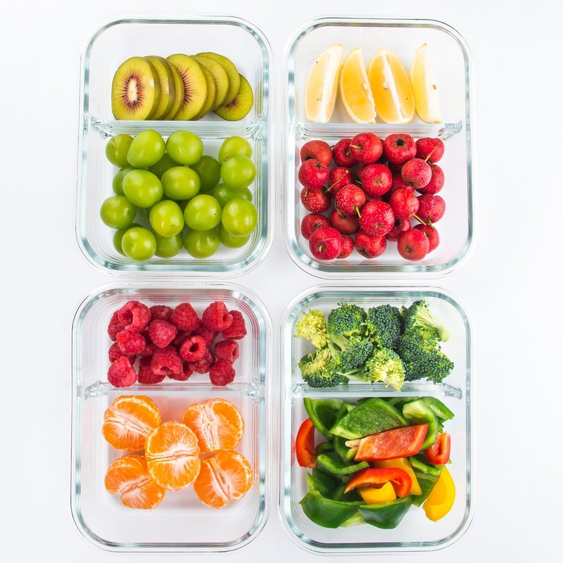 5-Pack,2 Compartment Glass Meal Prep Containers Set,34oz, Divided Food Storag... gallery