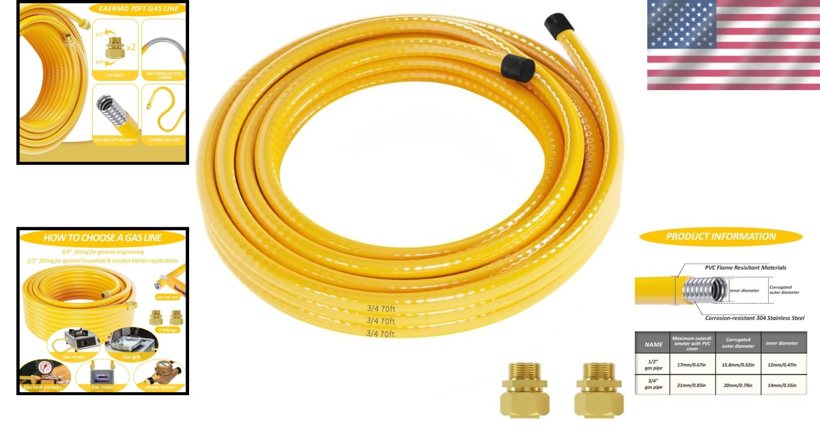 High-Quality 70FT Propane Natural Gas Line with Safety Features & Adaptability gallery