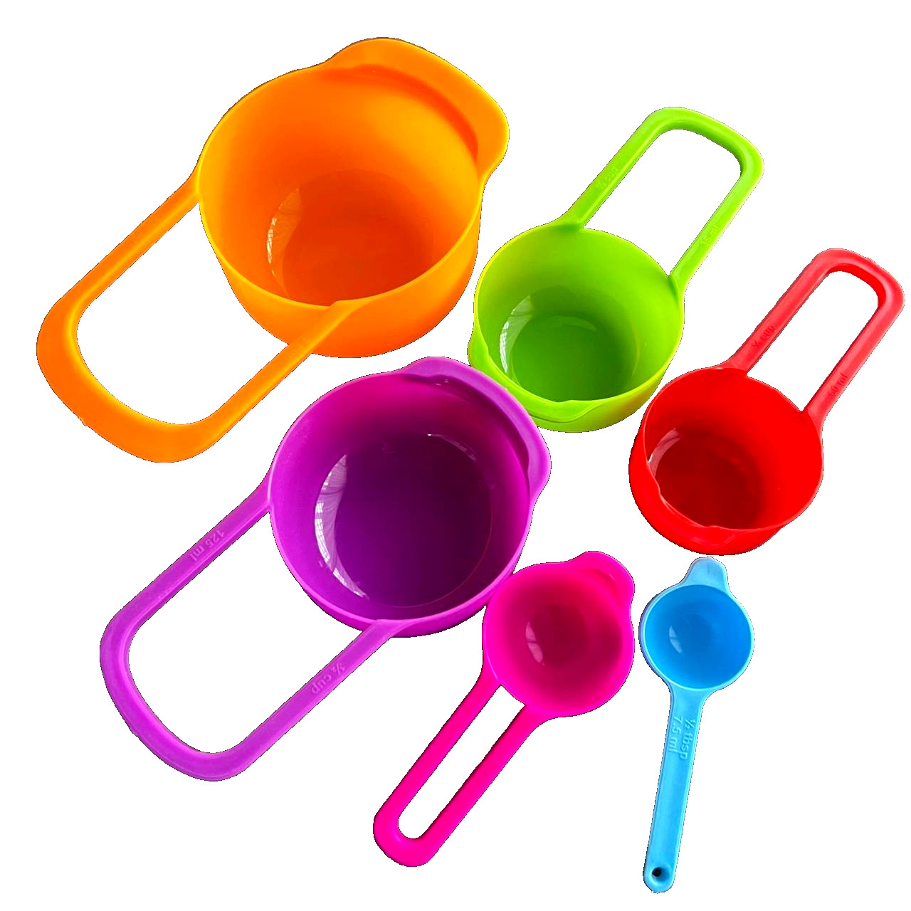 6 Pcs Plastic Colorful Measuring Cup And Spoon Set Stackable - Colors May Vary gallery