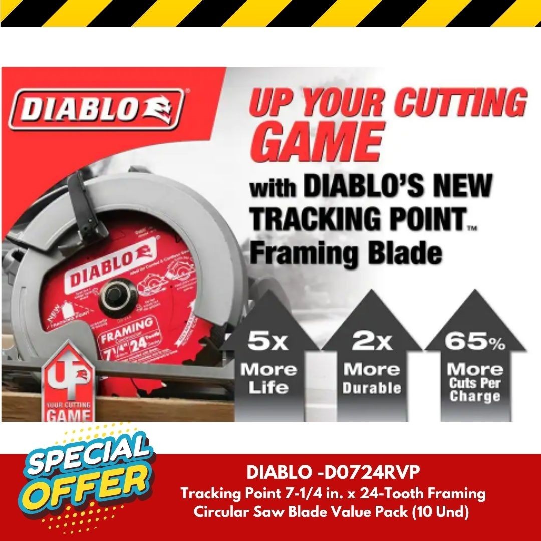 Diablo -D0724RVP Framing Circular Saw Blade 7-1/4 in X 24 Tooth- 10 Unid gallery