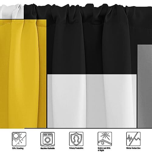 Valances for Windows 2 Pack Yellow and Black Geometry Abstract Modern Art Bla... gallery