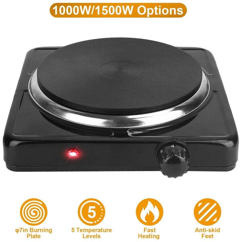 ♨️1500W Portable Single Electric Burner Hot Plate Camping Stove Adjustable 110V gallery