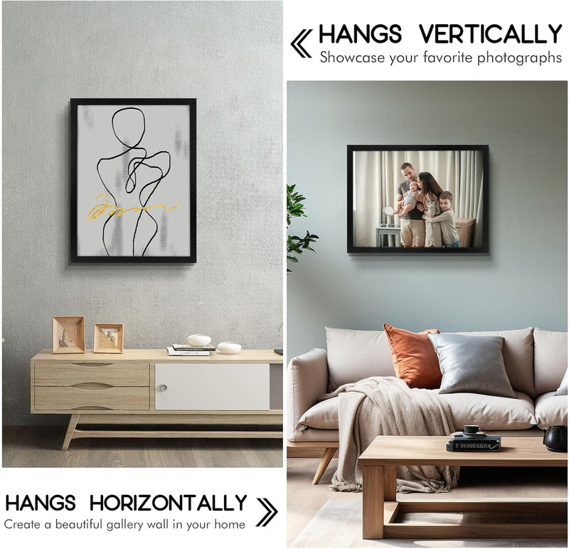 Black Solid Wood 18x24 Frame with Real Glass for Vertical or Horizontal Display gallery