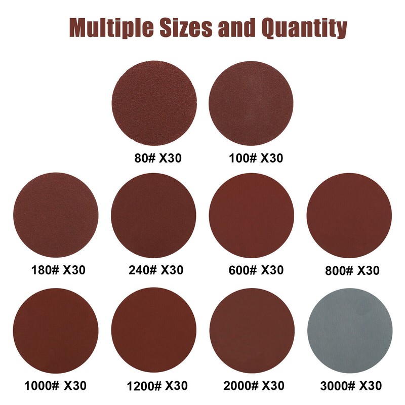 303PC 2 inch Sanding Discs Dry Hook Loop 80-3000 Grit for Drill Die Grinder US gallery