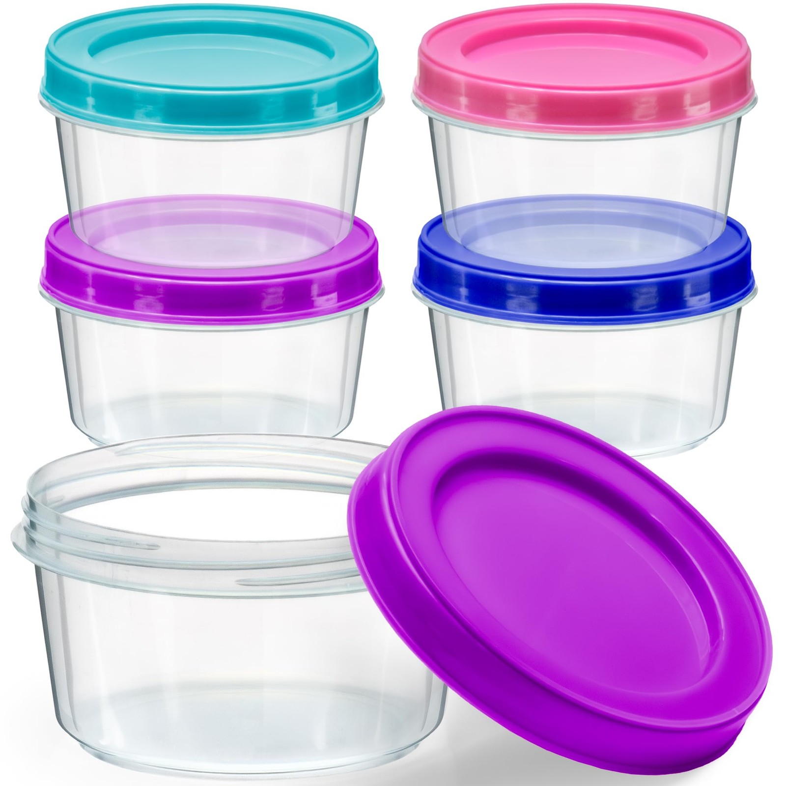 4 Pack - 7 oz Plastic Food Storage Containers with Screw Lids, BPA-Free gallery