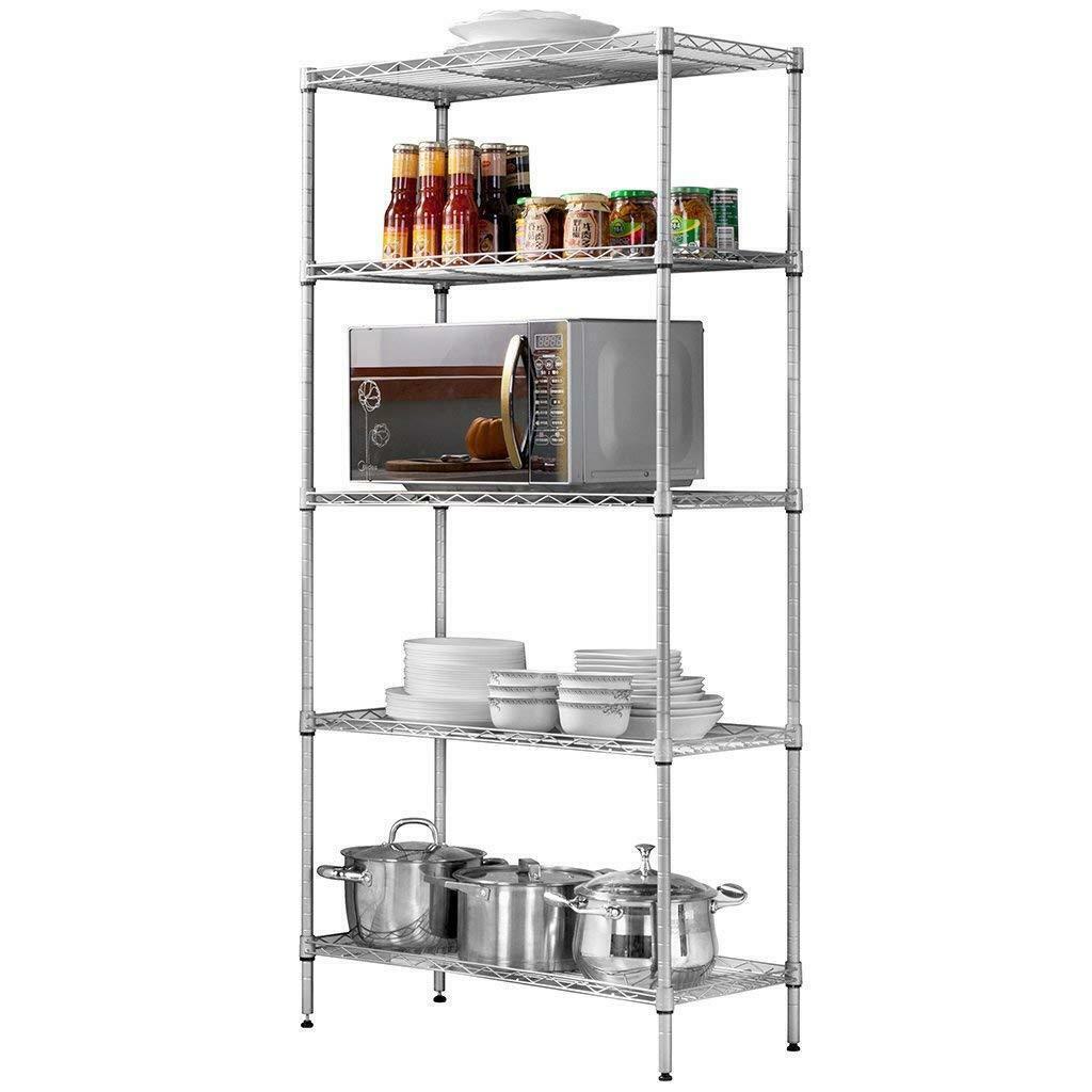 5-Tier Metal Wire Rack Free Standing Shelving Unit Adjustable Heavy Duty Storage gallery