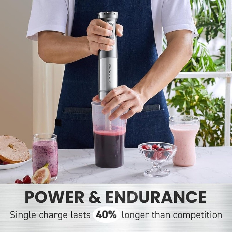 Cordless Immersion Blender Adjustable Speed Stainless Steel Blades Kitchen Mixer gallery
