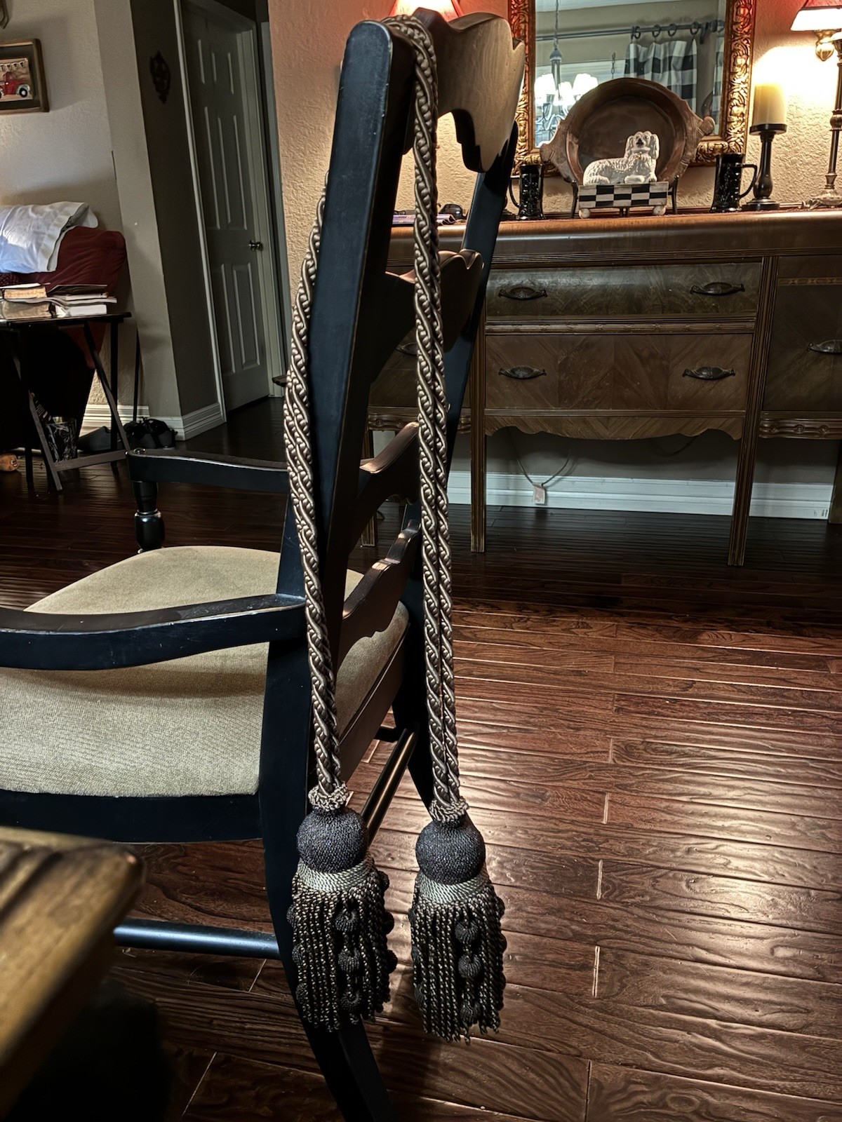9" Brown Beaded Tassels on Double 4 ft. Ropes Lge.12 Beaded Beads on Each Tassel gallery