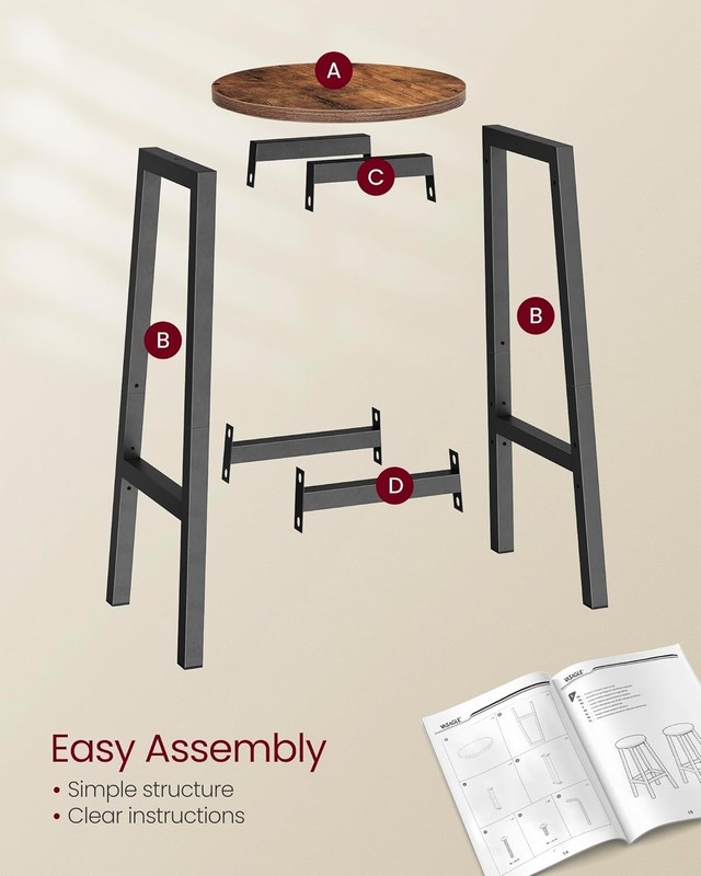 Rustic Brown Counter Height Bar Stools Set of 2 - Easy Assembly Design gallery