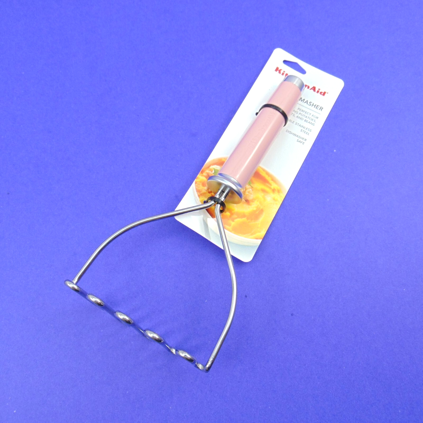 KitchenAid Stainless Steel Potato Masher w/ Pink Handle Ergonomic Kitchen Tool gallery