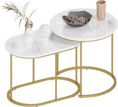 SogesHome Golden Marble Pattern Nesting Tables – Set of 2 Stacking Side Table…