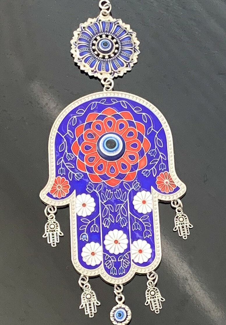 Turkish Blue Evil Eye Hamsa Hand Wall Hanging AmuletBlessing Protection Gift CL1 gallery
