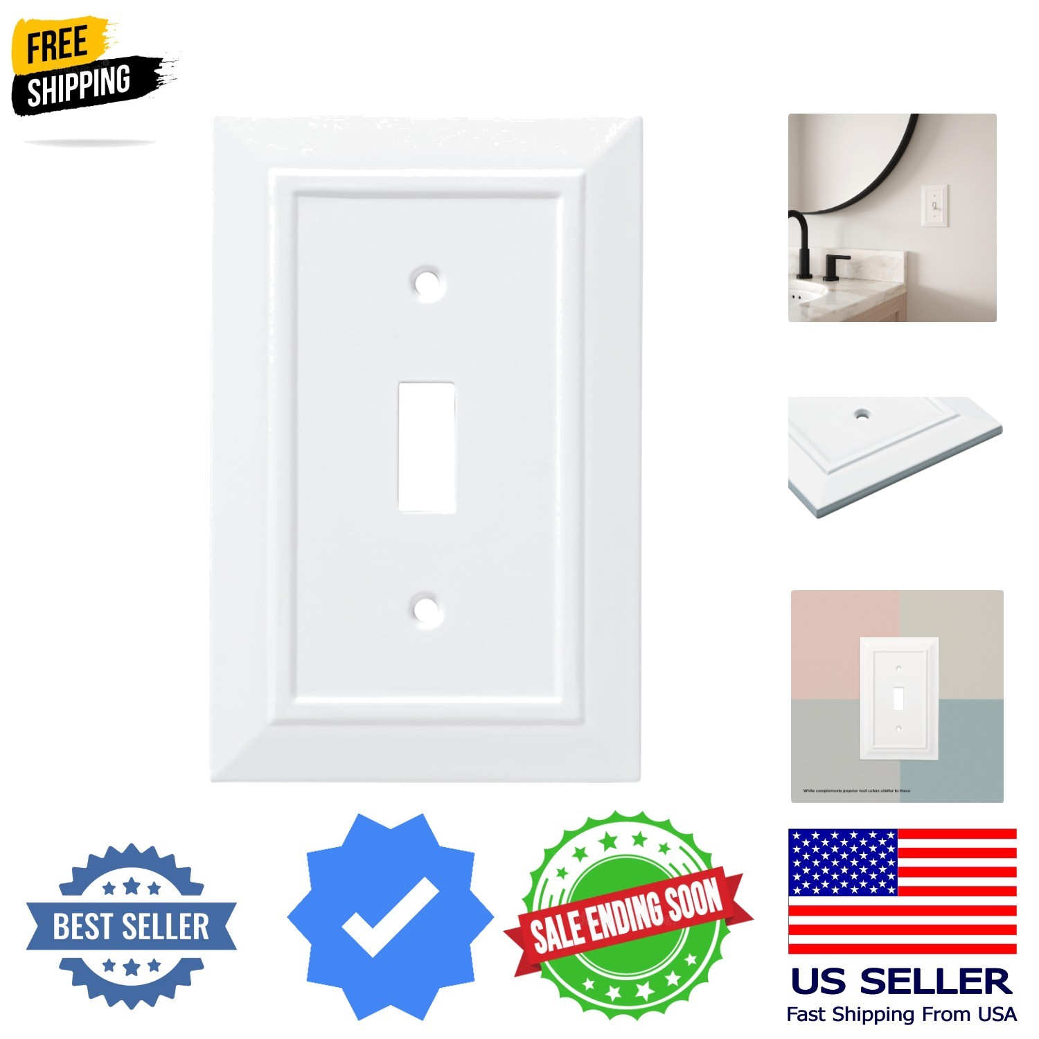 Classic Architecture 1-Pack Decorative Light Switch Cover Wall Plates Pure Wh... gallery