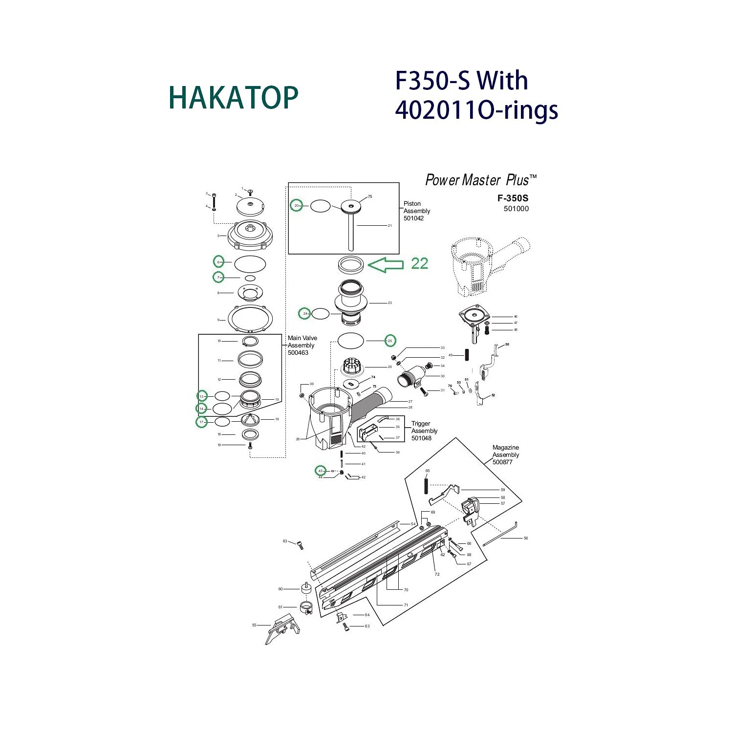 HAKATOP O-Ring Rebuild Kit for Paslode Framing Nailer F350-S with 402011 Cyli... gallery