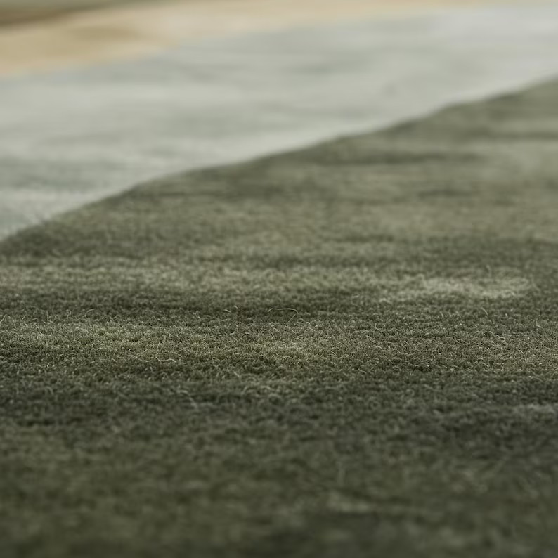 Hand Tufted Wool Rug – Nature Inspired Green Modern Area Rug, Abstract Landscape gallery