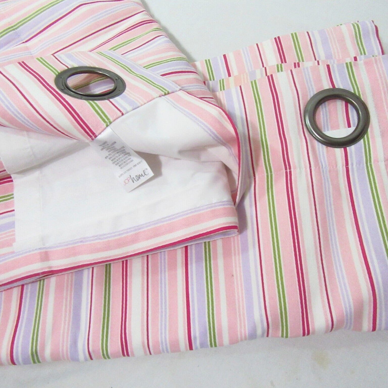 JCPenney Candy Stripe Pink Multi Cotton 2pc 78 x 82 Grommet Drapery Panel Set gallery