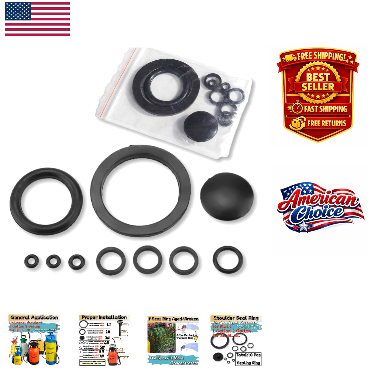 High-Quality Rubber Sprayer Seal Rings - 10 Pack for Universal Irrigation Use gallery