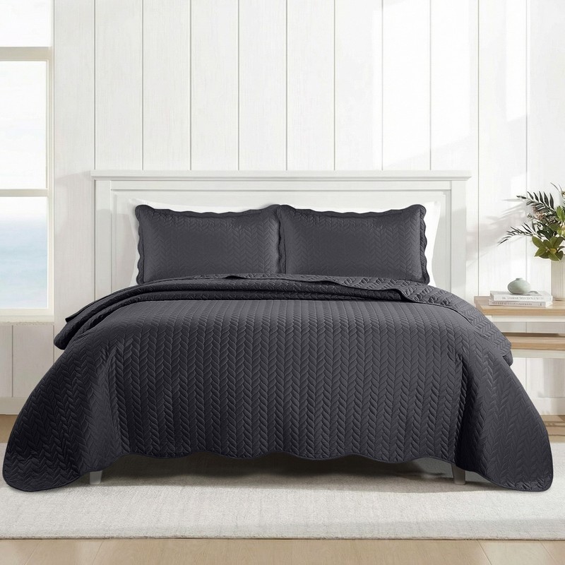 Embossed Quilt Bedspread Set 3 Piece Reversible Comforter Bedding Throw Queen US gallery