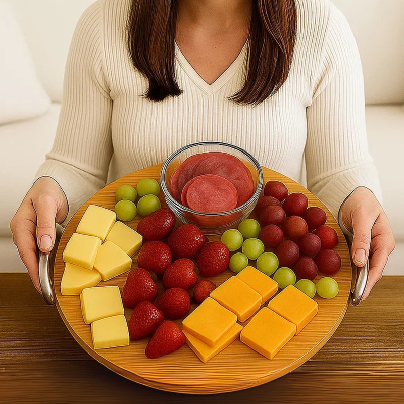 6pc, Bulk 15" Round Plain Bamboo Serving Tray, Charcuterie Cheese Cutting Boards gallery