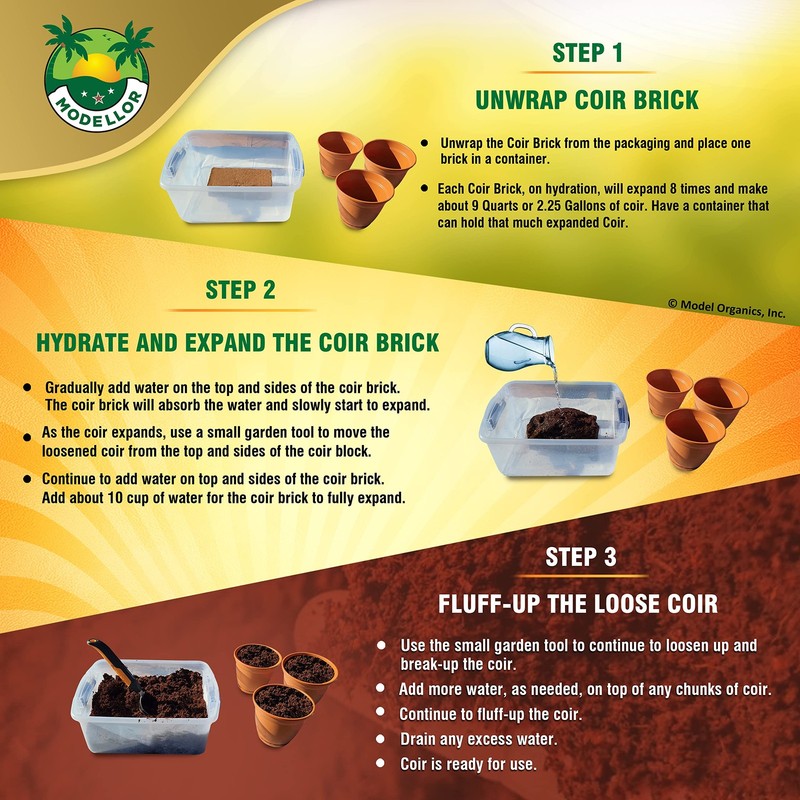 4 Bricks 5 lb Premium Super Washed Coco Coir, Yields 9 gallons 36 quarts, Sta... gallery