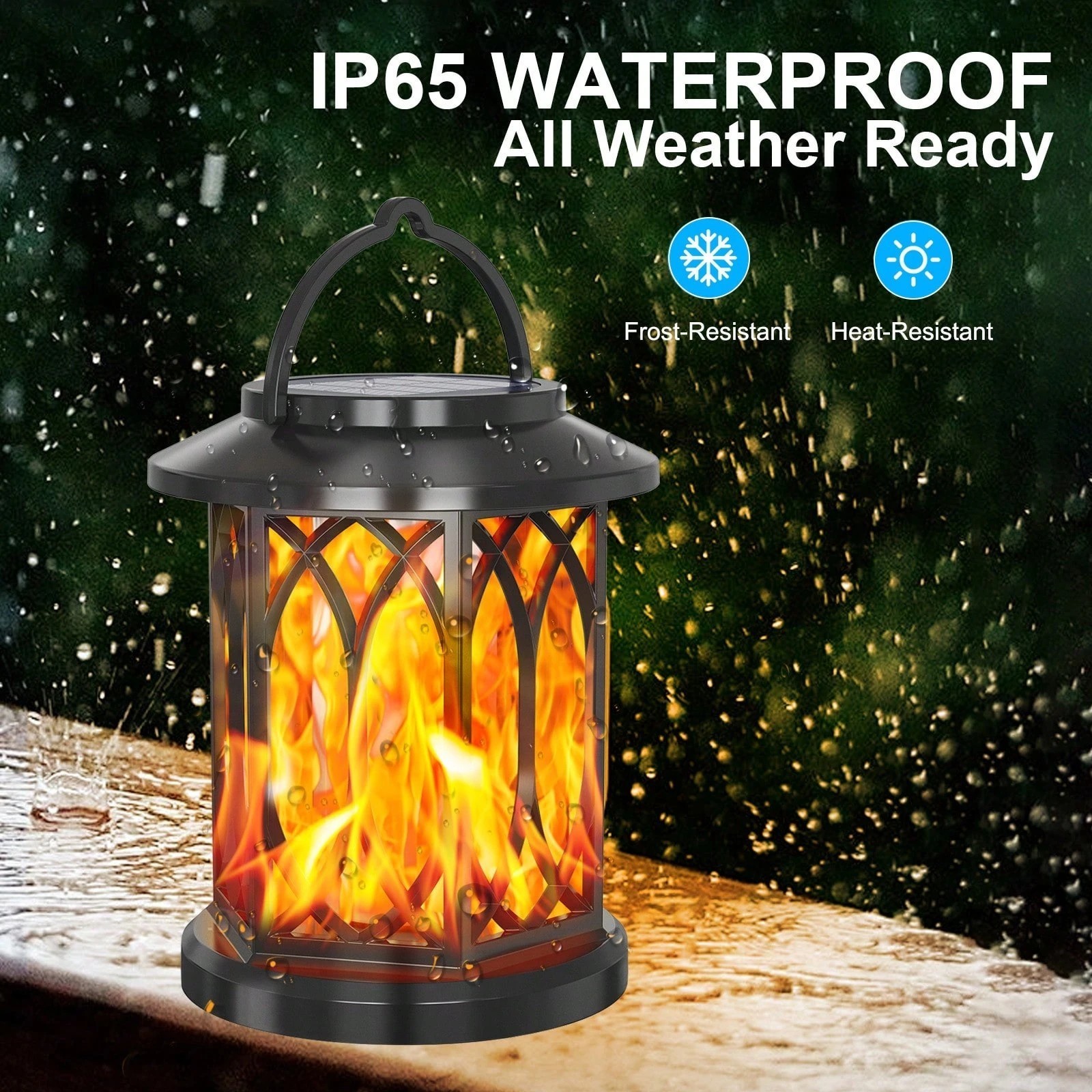 Solar Lantern Dancing Flame Flickering Light Outdoor Garden Patio Lamp Decor gallery