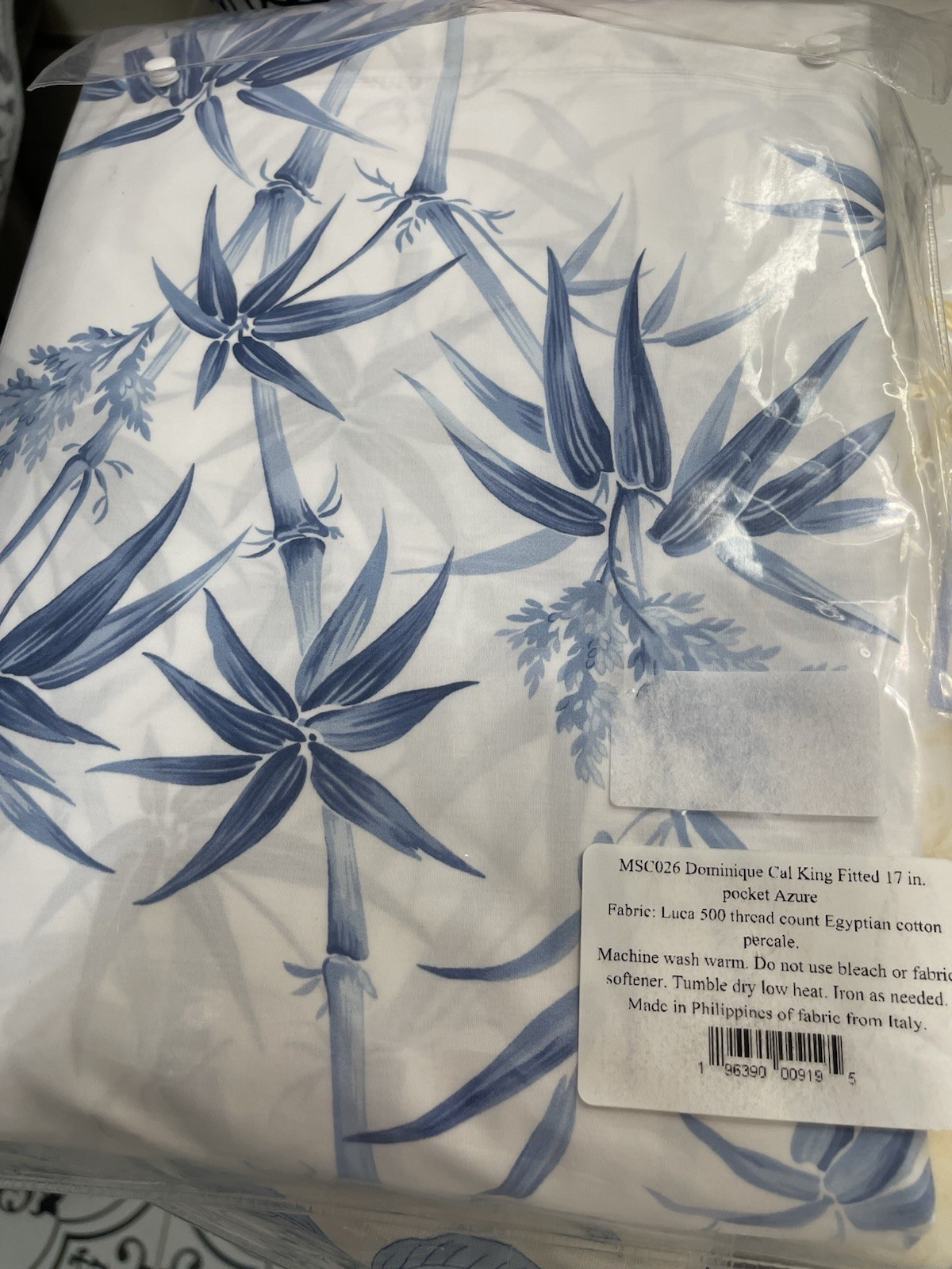 Matouk Italy New 1pc Cal King Fitted Dominique 500TC Percale AZURE gallery
