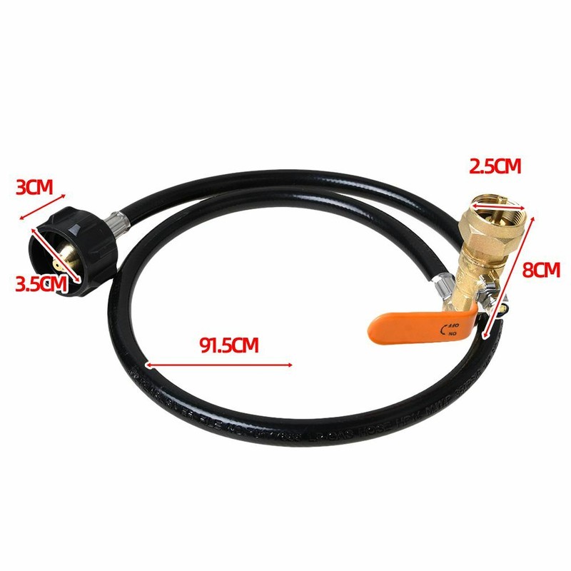 48" Propane Refill Adapter Valve Connector Hose for 20lb to 1lb Tank+2Bottle Cap gallery