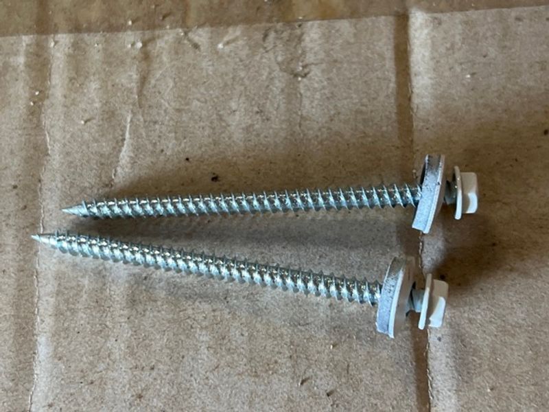 #8 x 2-1/2" ROOFING SCREWS 1/4" Hex Head Metal to Wood Self Tapping Bone White gallery