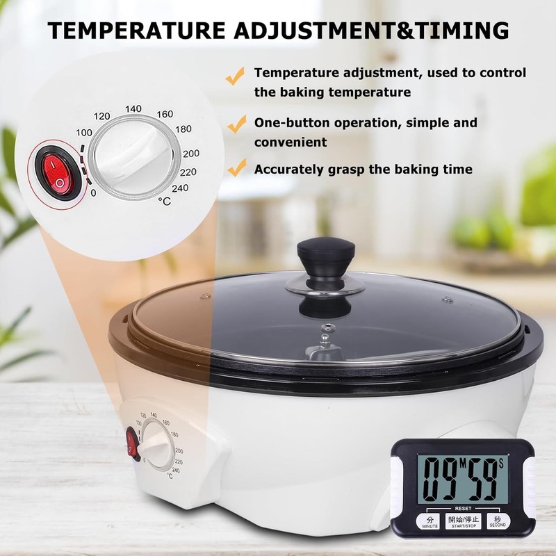 Electric Coffee Bean Roaster with Adjustable Temperature and Timer for Home Use gallery