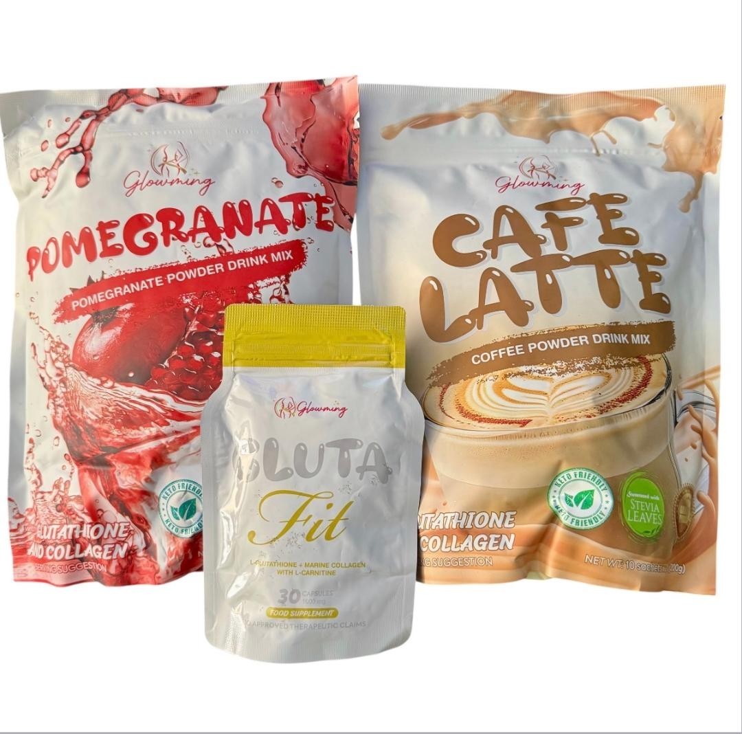 Cris Cosmetics Glowming - CAFE LATTE COFFEE , POMEGRENATE JUICE, capsule BUNDLE gallery