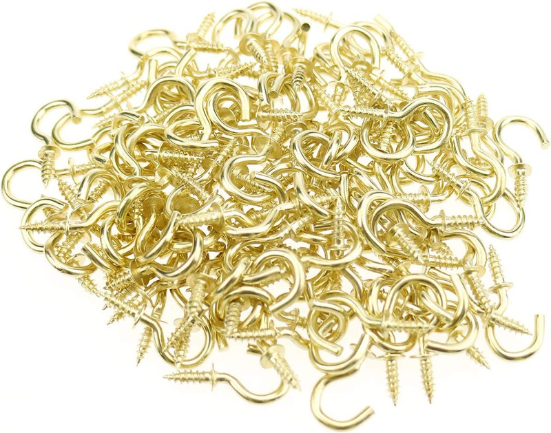 Mini Ceiling Screw Hooks, 200 Pieces 1/2 Inch Cup Hooks Screw-In Hooks gallery