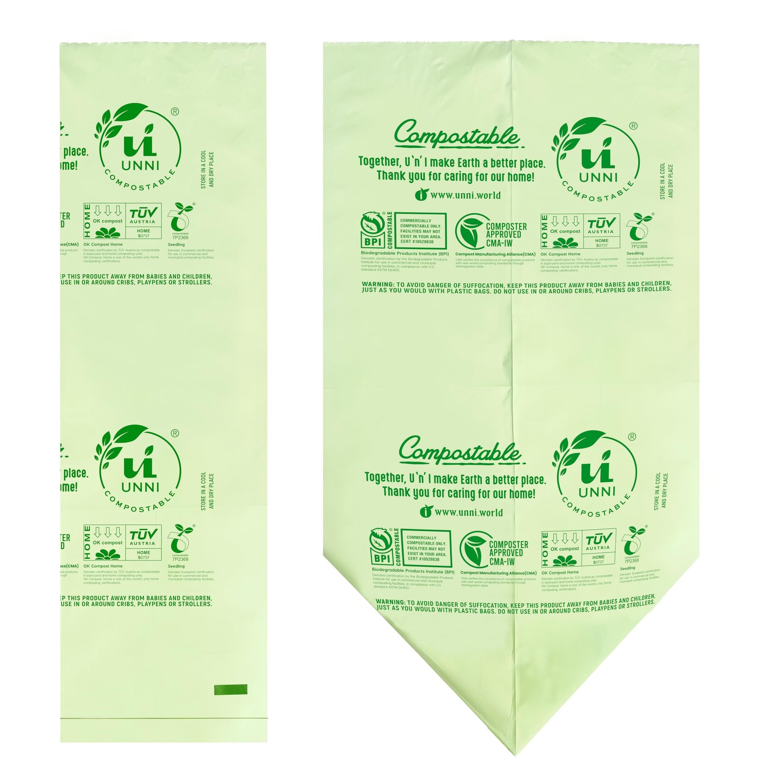 UNNI Compostable Trash Bags, 13 Gallon / 49.2 Liter, 50 Count, Extra Thick 0.... gallery