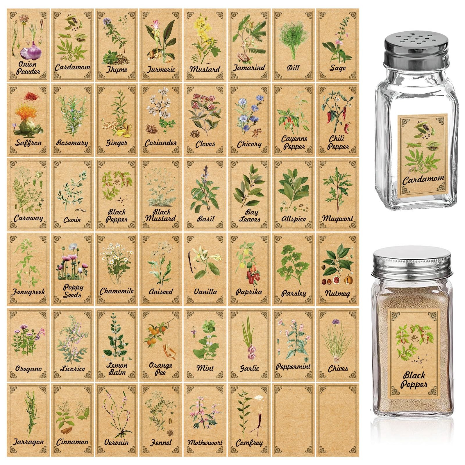 48PCS Herb and Spice Labels for Jars Bottles, 1.4 X 2.4 Inches, Multicolor gallery