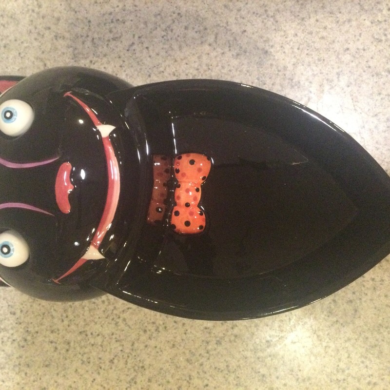 Halloween Black Bat Spreading Wings Divided Dish Candy Hors d’oeuvres Dept 56 gallery