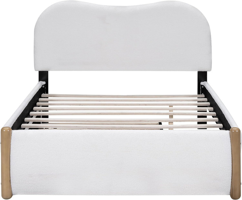 Full Size Upholstered Platform Bed with Wood Supporting Feet and Twin Size Trund gallery