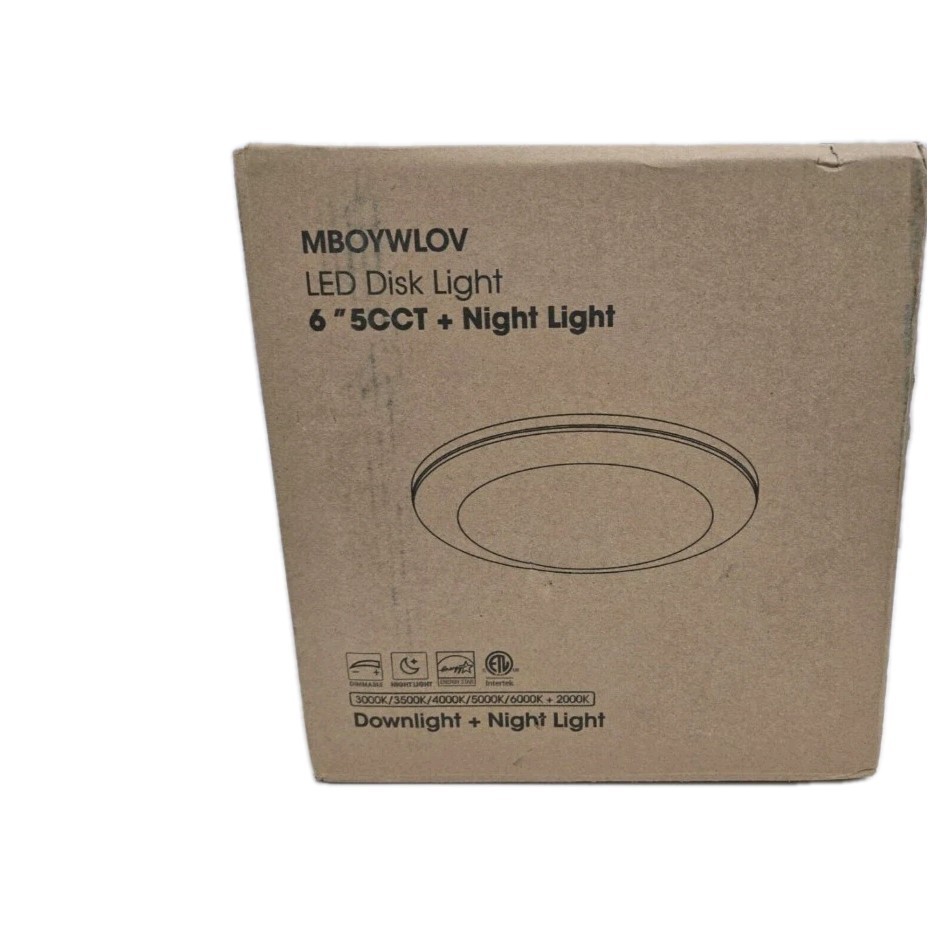 MBOYWLOV LED Disk Ceiling Light 6" 5CCT Downlight & Night Light 6-Pk 3000-6000K gallery