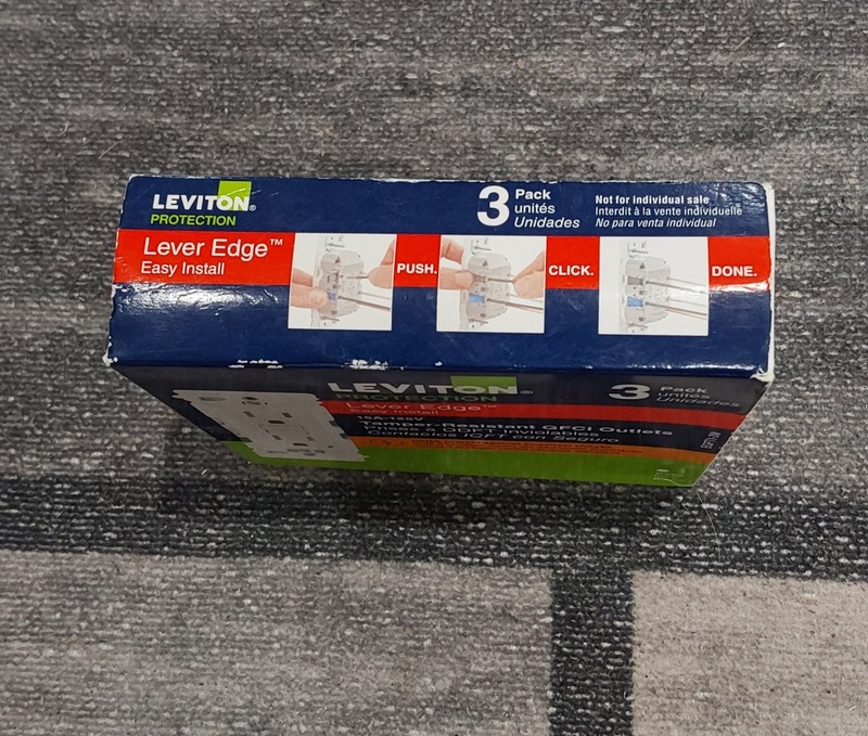 Leviton Tamper Resistant GFCI Duplex Outlets 15A 125V White 3 Pack EGFT1-3W H4 gallery