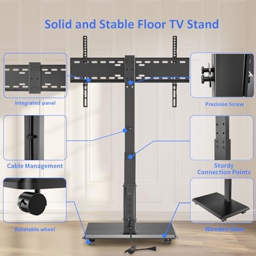 Rolling TV Stand with Power Outlet, Mobile TV Stand for 32-75 Inch TVs GM-A01 gallery