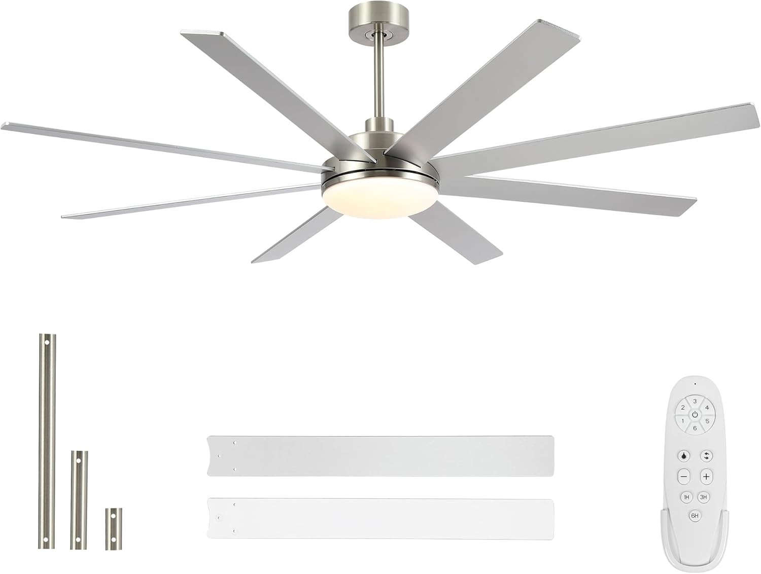 72" Brushed Nickel Ceiling Fan with Remote & 6-Speed Quiet DC Motor gallery